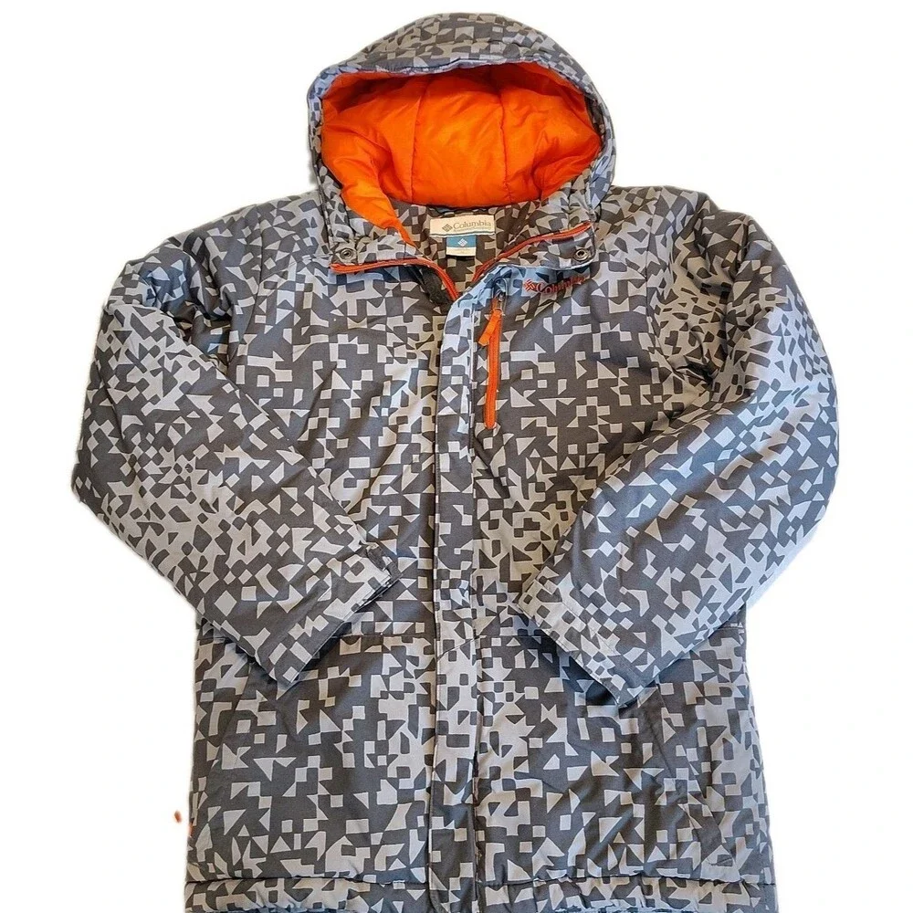 Columbia Hooded Ski Jacket with Pockets Orange/Gray Unisex Kids Size Medium
